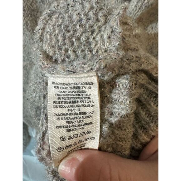 Free People Gray Wrap Front Knit Mohair Alpaca Wool Blend Sweater M Boho Chic - Picture 10 of 11